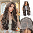 Valentina- New Arrival DWY 13×6 Lace Front Free Part Long-Length Curly Brown with Highlights Glueless Synthetic Wig