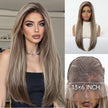 DWY Ethel New Arrival 13x6 Filter Lace Front Free Part Long Length Straight Brown with Highlights Glueless Synthetic Wig