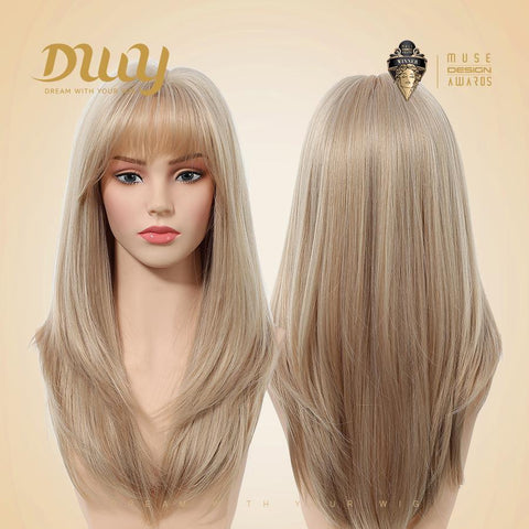 【New in】Meliora - 22-Inch Short-Length Straight Blonde Wig with Realistic Large Area Scalp and Layer-Cut