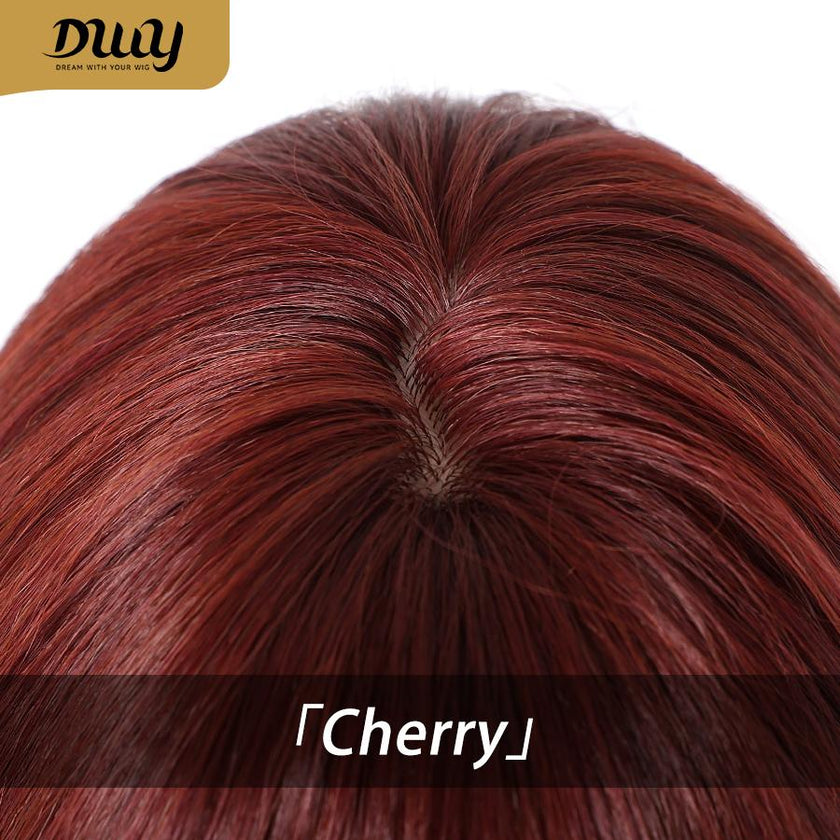 [Festival Limited] Cherry-DWY Mid-length Cherry Cola Red Brown with Bangs Glueless Synthetic Wig for Women 28 Inches