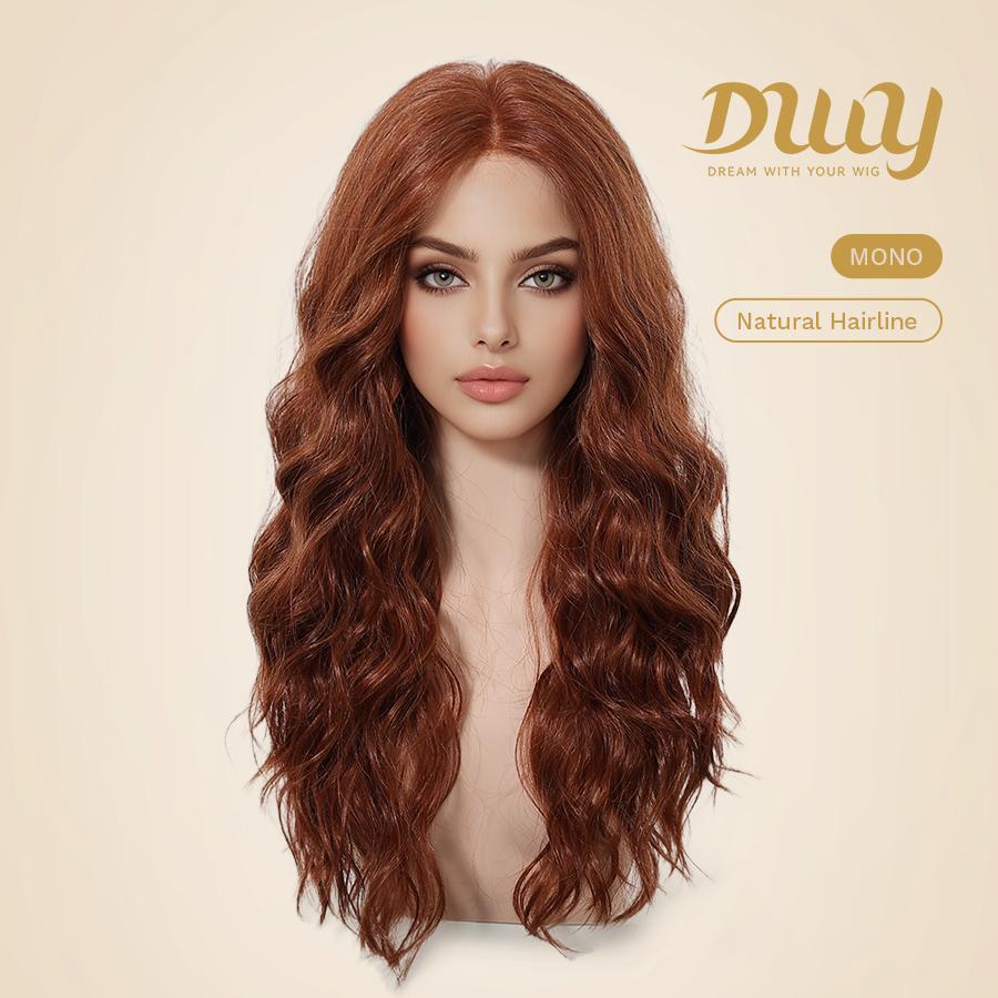 Merida -DWY Mono Lace Front Free Part Long-Length Curly Drity Orange Glueless Synthetic Wig for Women 24 Inches