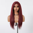 Paisley H-DWY Lace Front Middle Part Long-Length Straight Tea Brown Glueless Synthetic Wig