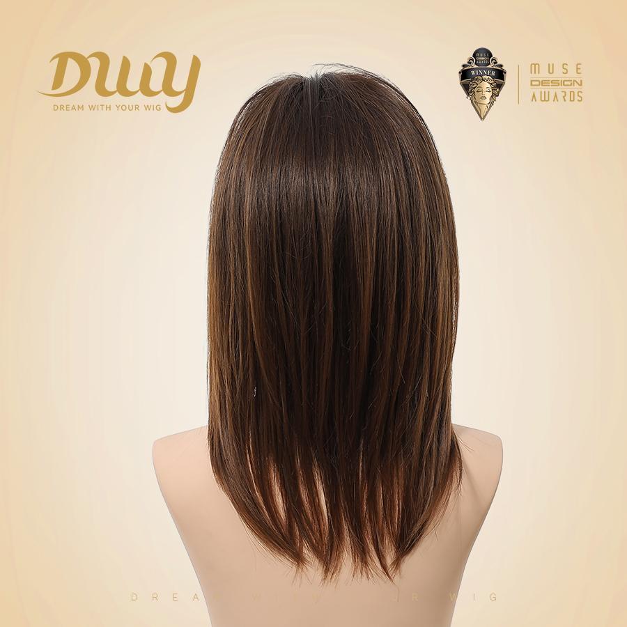 Lyla-DWY 16-Inch MiraScalp Mid-Length Straight Brown Layered Wig