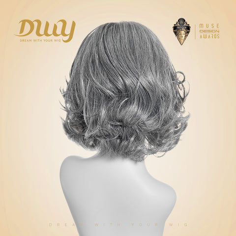Suri-DWY Mono SkinWeft Free Part Short Curly White Gray Glueless Synthetic Wig