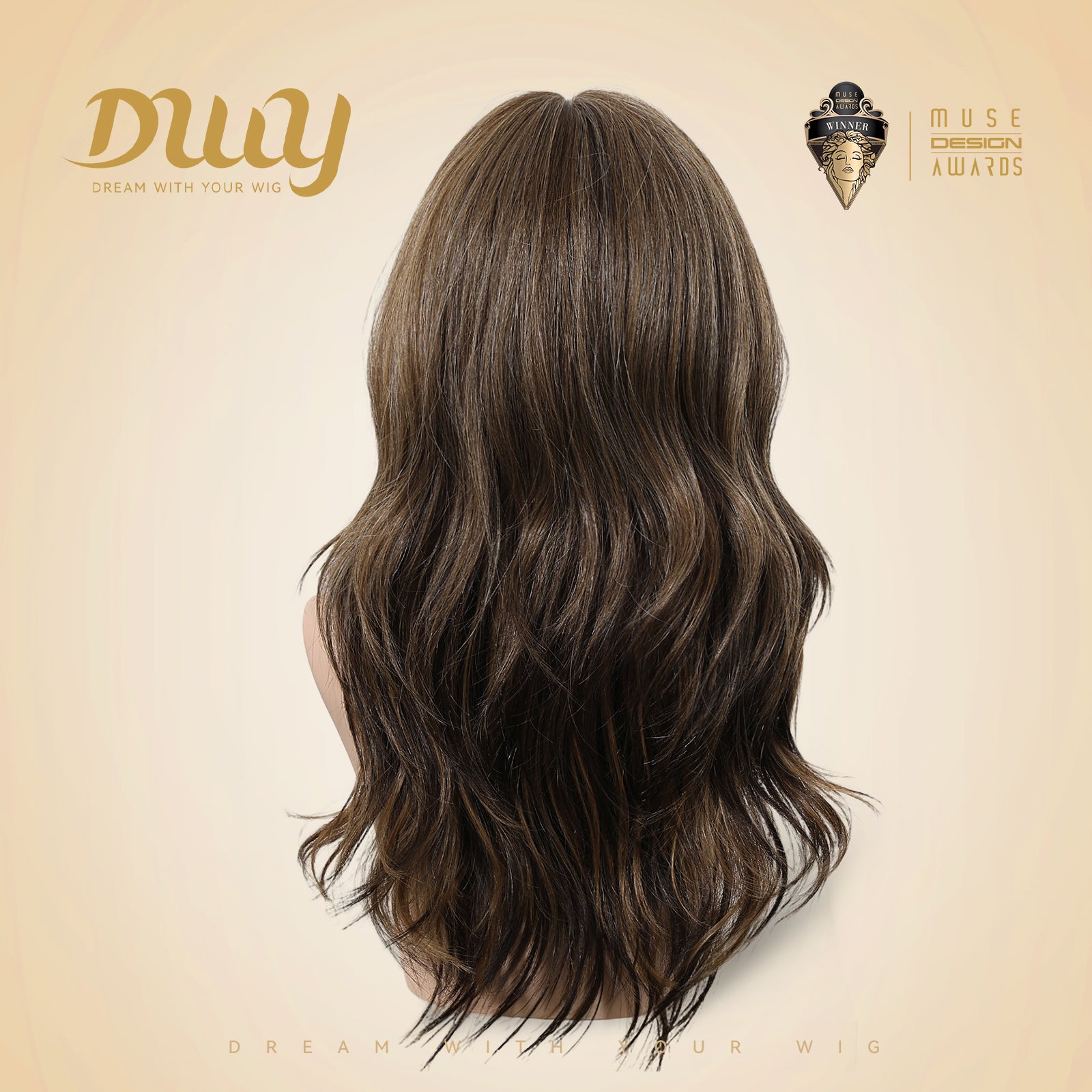 Cider - New ! DWY Bionic Silk Top 22-Inch Long Wave Bronde Balayage Glueless Synthetic Wig with Bangs for Women High-Quality Premium Fiber Easy Wear Comfortable Fit