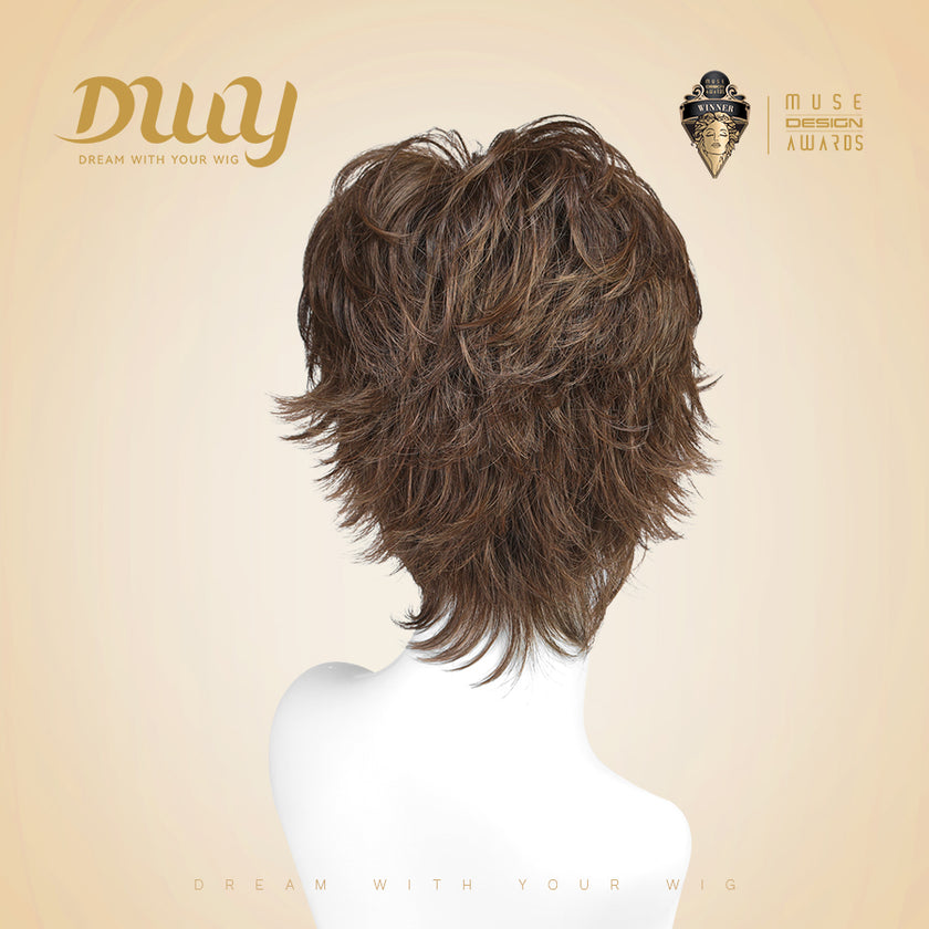 Kinsley-DWY Mono Lace Front Free Part Brown Short Pixie Synthetic Wig