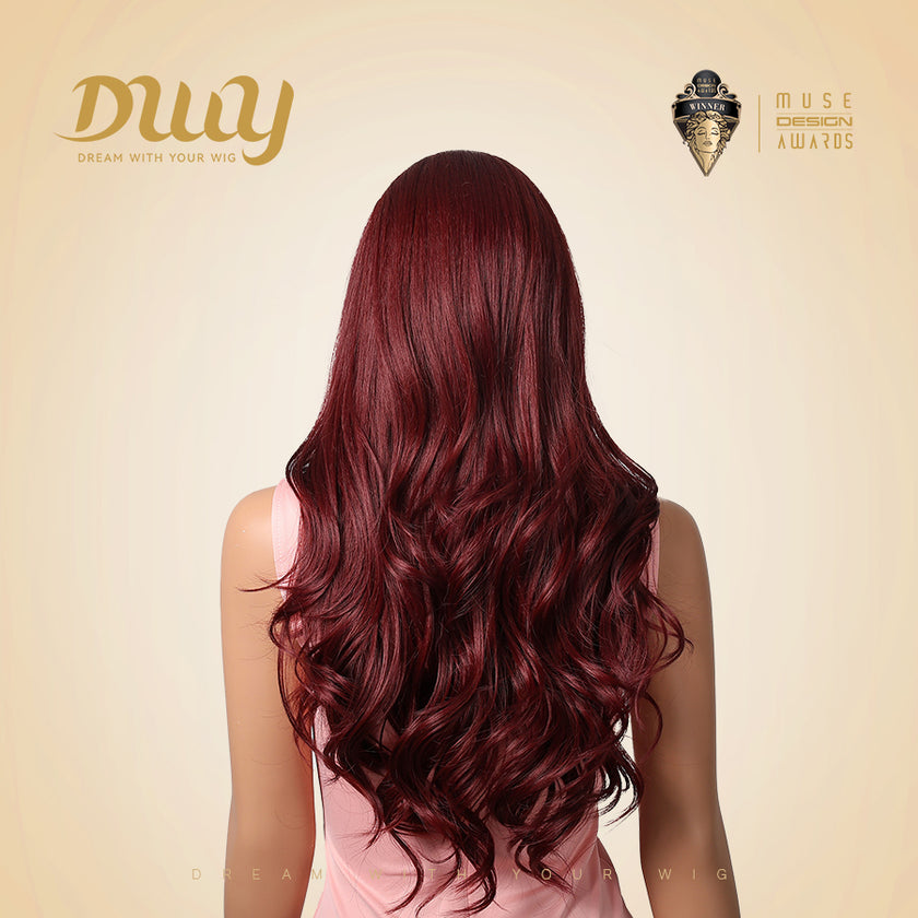 Victoria-DWY Lace Front Middle Part Burgundy Tresses Curly Synthetic Wig
