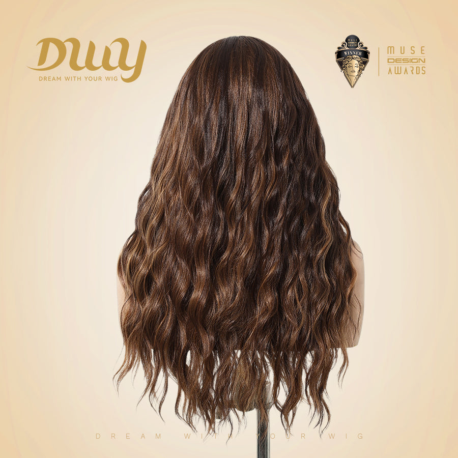 DWY Brown Mixed Synthetic Hair T-Part Lace Wig with Middle Parting