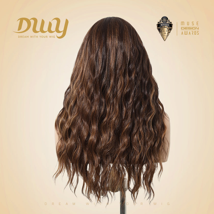 DWY Brown Mixed Synthetic Hair T-Part Lace Wig with Middle Parting
