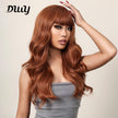 22 Inches Long Curly Brown Wigs with Bangs Synthetic Wigs Women's Wigs for Daily Use,Cosplay or Party Taking Photos LC034-1