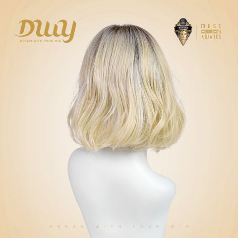 Becca-DWY Mono SkinWeft Free Part Warm Blonde Curly Glueless Synthetic Wig