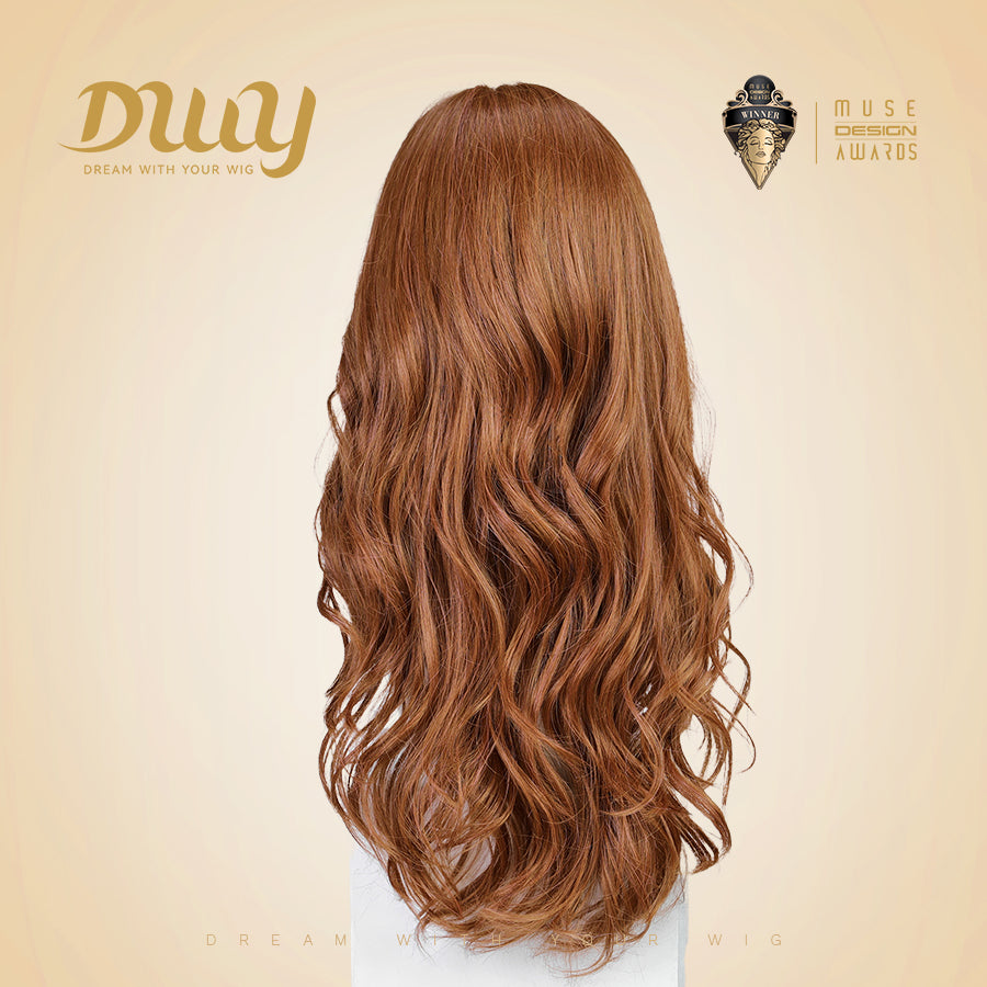 Bonnie C-DWY Mono Lace Front Free Part Mid-Length Curly Reddish Brown Glueless Synthetic Wig