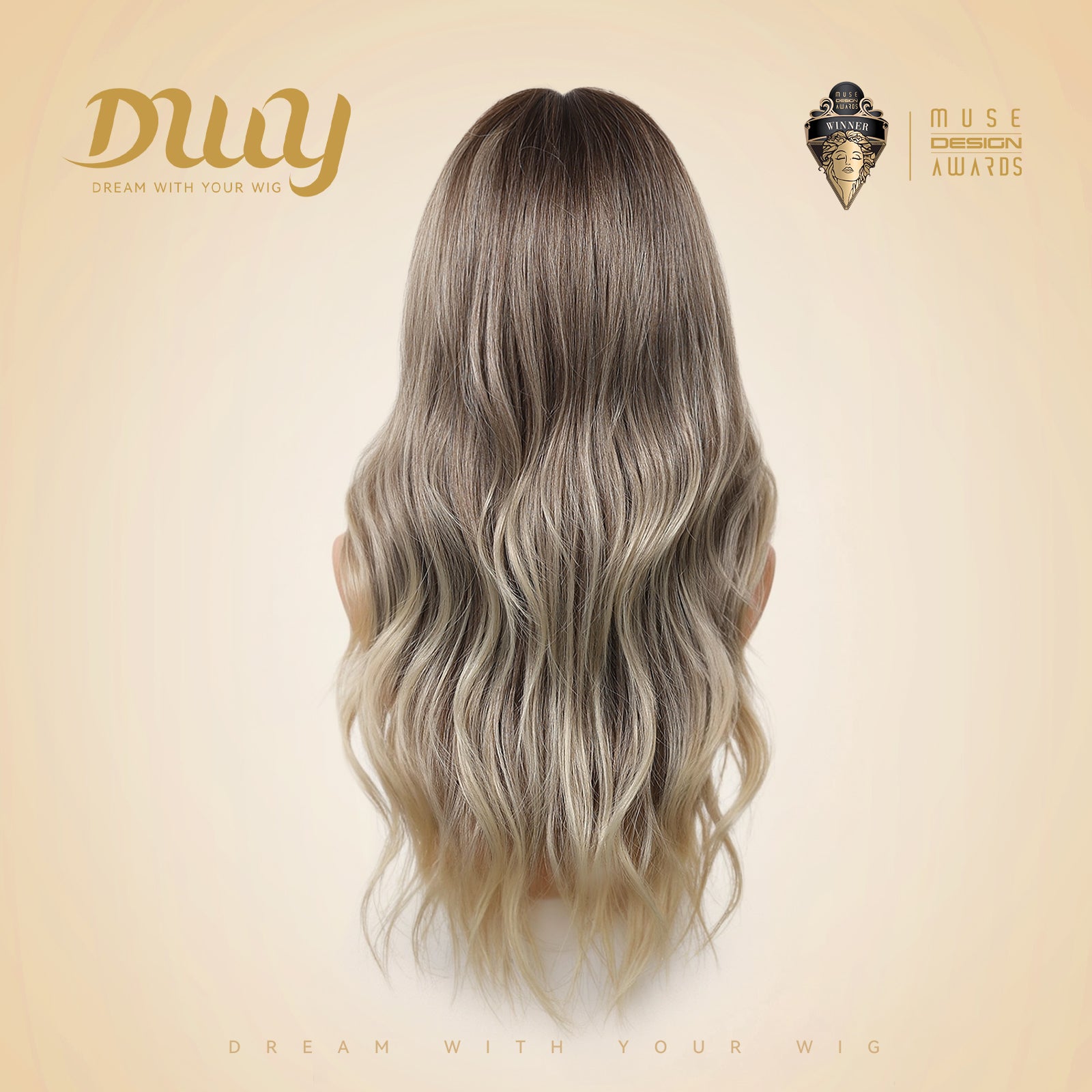 Taylor C-DWY New Technology! Bionic Silk Top Smoky Balayage Blonde 24-Inch Long Wave Glueless Synthetic Wig
