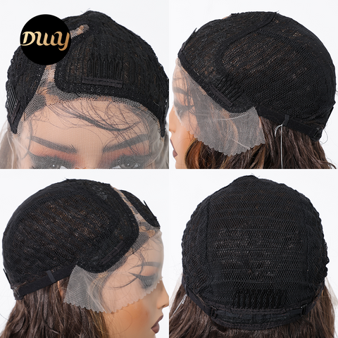 DWY Gaia-DWY Left Side Part Lace Front Mid Length Dark Brown Curly Glueless Synthetic Wig