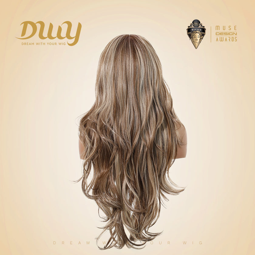 Jasmine-DWY 13×6 Lace Front Free Part Brown With Blonde Highlights Tresses Wavy Synthetic Wig 111