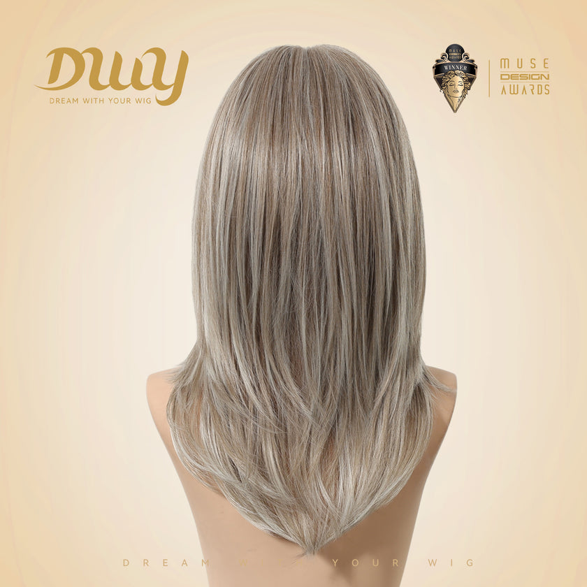 Solana C-DWY New Technology! Bionic Silk Top 20-Inch Long Wave Light Brown Glueless Synthetic Wig