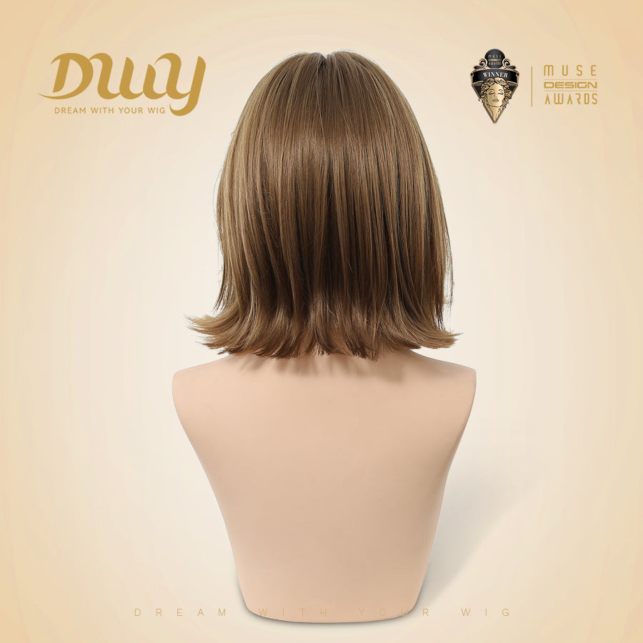 Yara-DWY 12-Inch MiraScalp Short Wavy Pink Blonde Glueless Synthetic Wig
