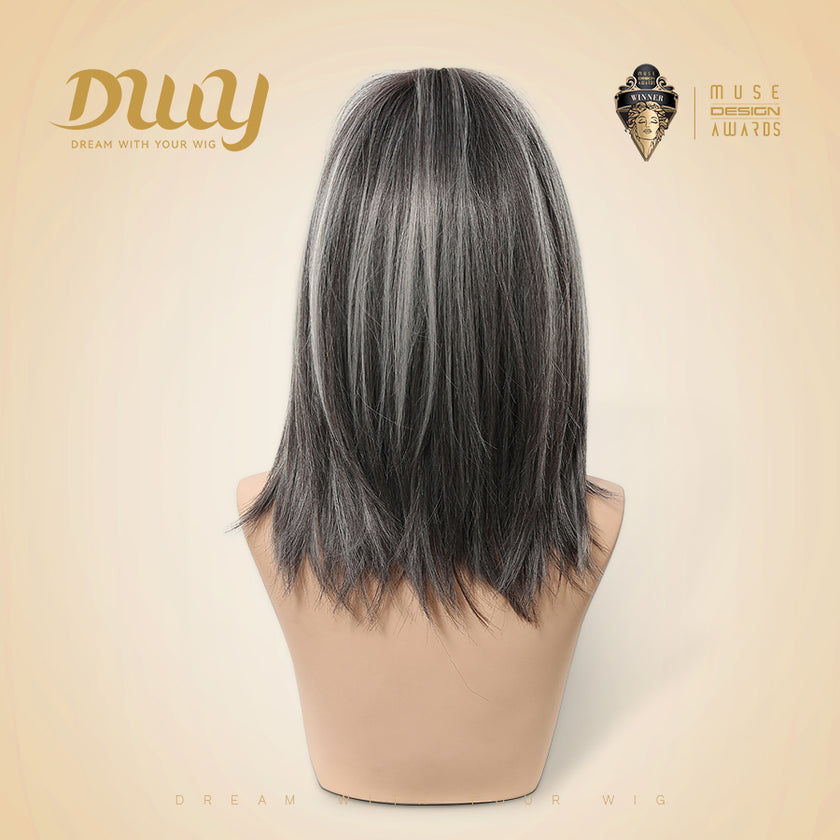 Elysia H-DWY Mid-Length Straight Brown with Highlights Glueless Synthetic Wig