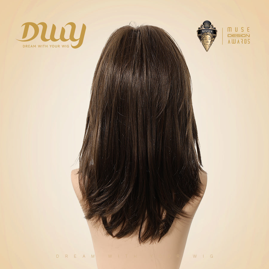 Tanya-DWY Mono Lace Front Brown Free Part Mid-Length Synthetic Wig