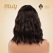 Gemma-DWY Machine Made Natural Black Short Bob Curly Glueless Synthetic Wig with Bangs for Women 12 Inches