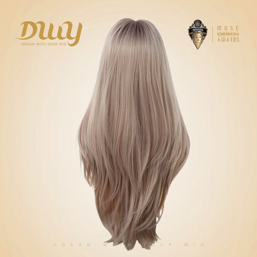 Orlaith-DWY 26-Inch MiraScalp Layered Straight Blonde Synthetic Wig