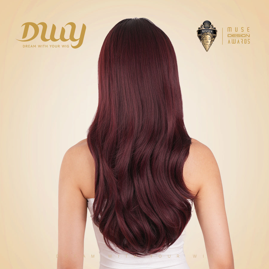 Jessi -DWY Long Natural Wavy Glueless Synthetic Wig with Bangs for Women 2 Shades 26 Inches