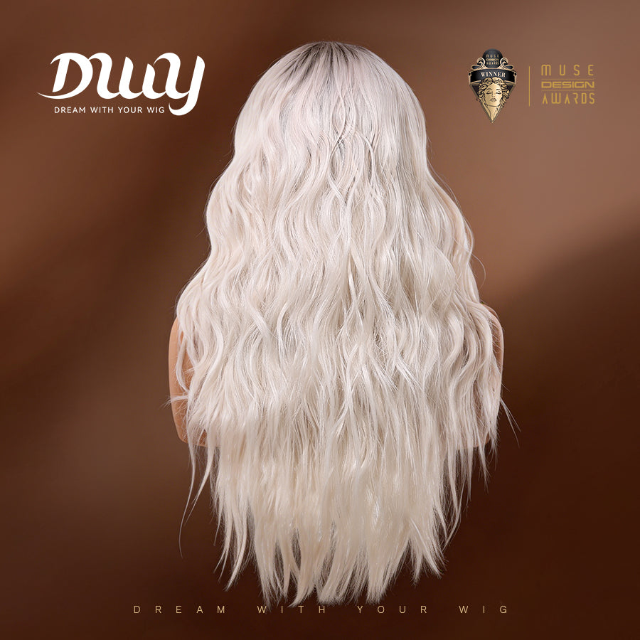Corinna C-DWY Long Curly Blonde 13×4 Free Part Dark Roots Wig