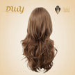 Molly-DWY Mid-Length Wavy Layer Cut Golden Linen Brown Glueless Synthetic Wig for Women 24 Inches Natural Hairline