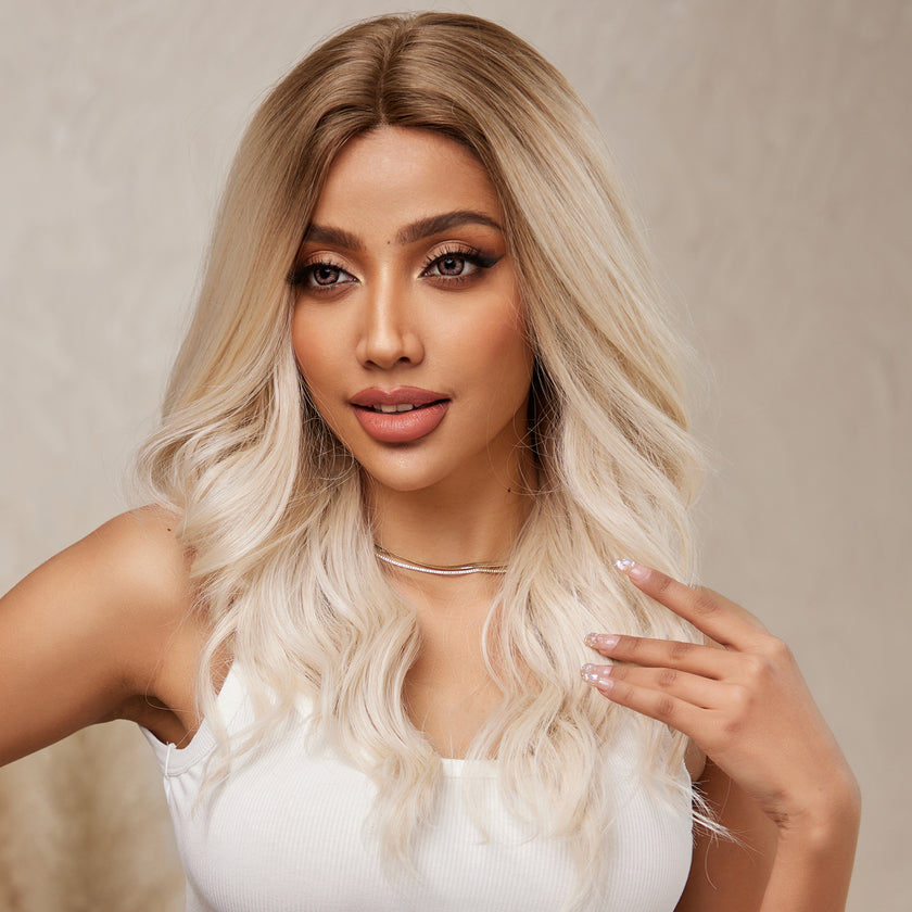 DWY Lace front 20 Inch ombre white long curly wig for women DWY-BL66091-1