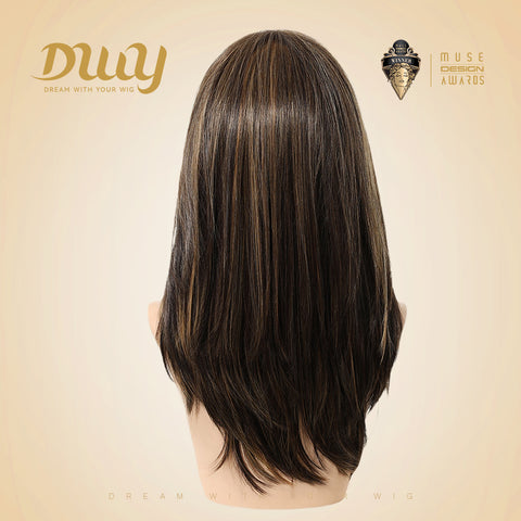 Ruby-DWY Mono Lace Front Free Part Mid-Length Silky Straight 20 Inches Hazelnut Glueless Synthetic Wig