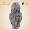 Darcy-DWY Machine Made Long-length Body Wave Grey with White Highlights Large Area Glueless Synthetic Wig for Women 24 Inches