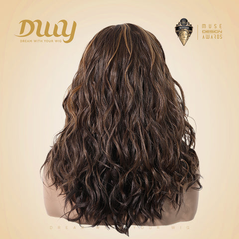 DWY Gaia-DWY Left Side Part Lace Front Mid Length Dark Brown Curly Glueless Synthetic Wig