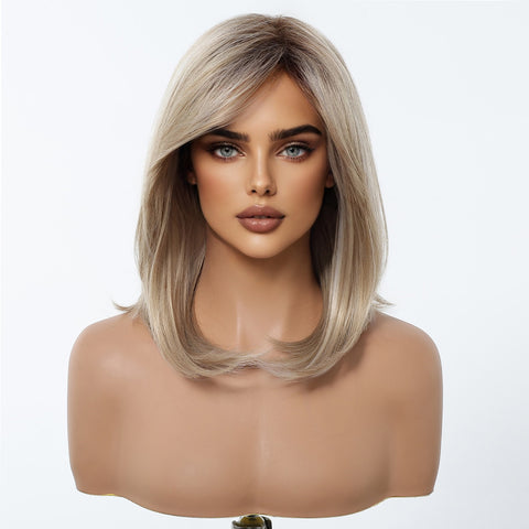 【Early Black Friday】Dwy Natural Layered Blonde Shoulder-Length Wig - Rooted for Natural Elegance