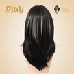 Cressida-DWY Straight Layer-cut with White Highlights and Bangs Glueless Synthetic Wig