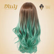 DWY Brown and Green Synthetic Wig with Free Parting