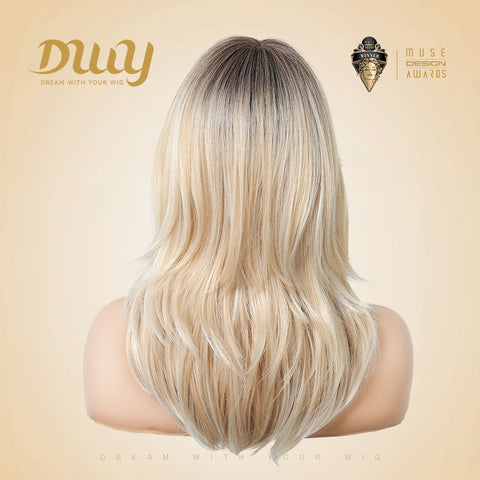 DWY Paloma Wig - MiraScalp Mid-Length Wavy Blonde with Bangs Synthetic Wig