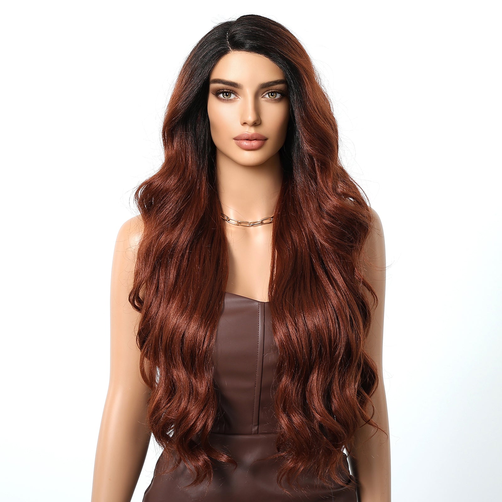 Payton-DWY Reddish Brown Tresses Wave Side Part Wig