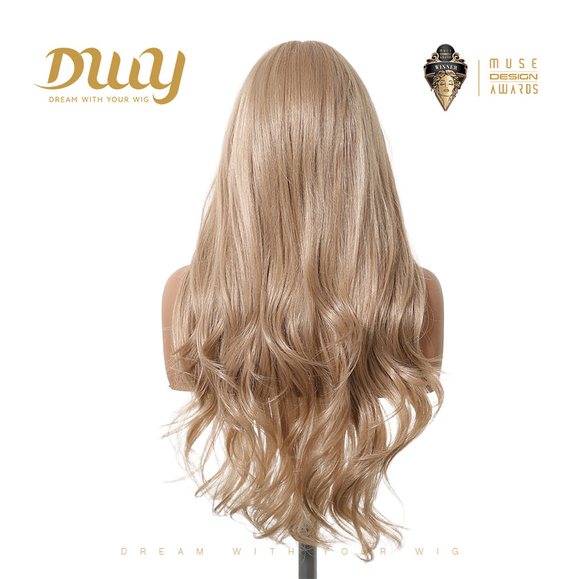 Marisol - DWY Pre-cut U part Diamond Lace Long-length Lace Milk Tea Blonde Curly Hair Glueless Synthetic Wigs for Women 26 Inch