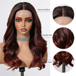 DWY T Part Long Curly Natural Honey Brown With Blonde Highlight Synthetic Wig