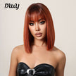 Olivia-DWY Rooted Orange Straight Synthetic Wigs With Bangs