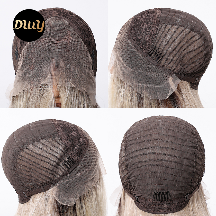 Hadley-DWY Platinum Blonde Synthetic Lace Front Long Layered Wavy Glueless Wig
