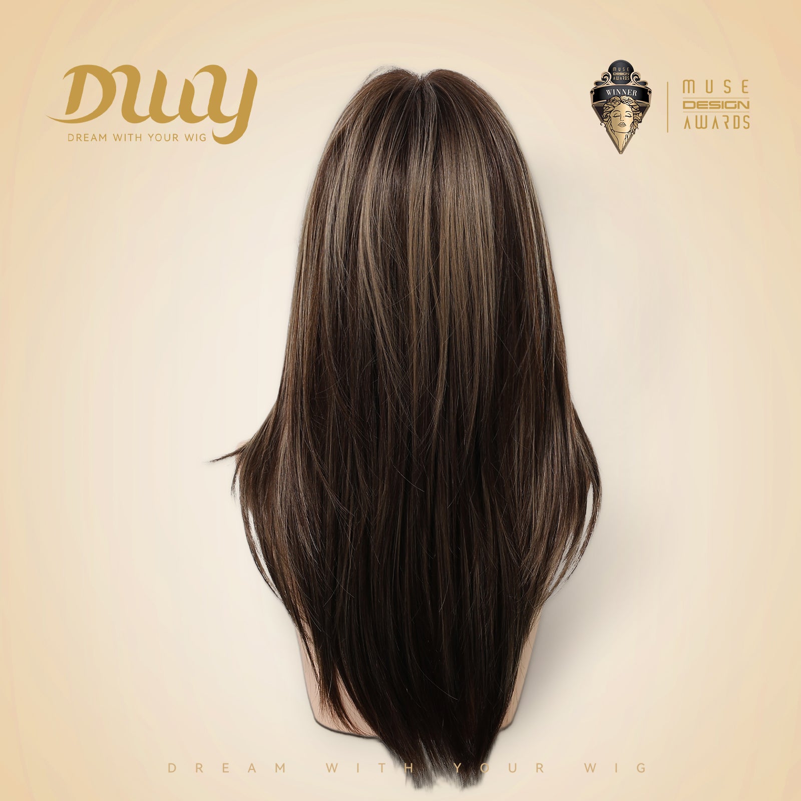 Marion Plus C-DWY New Technology! Bionic Silk Top Mix Brown 22-Inch Long Wave Glueless Synthetic Wig