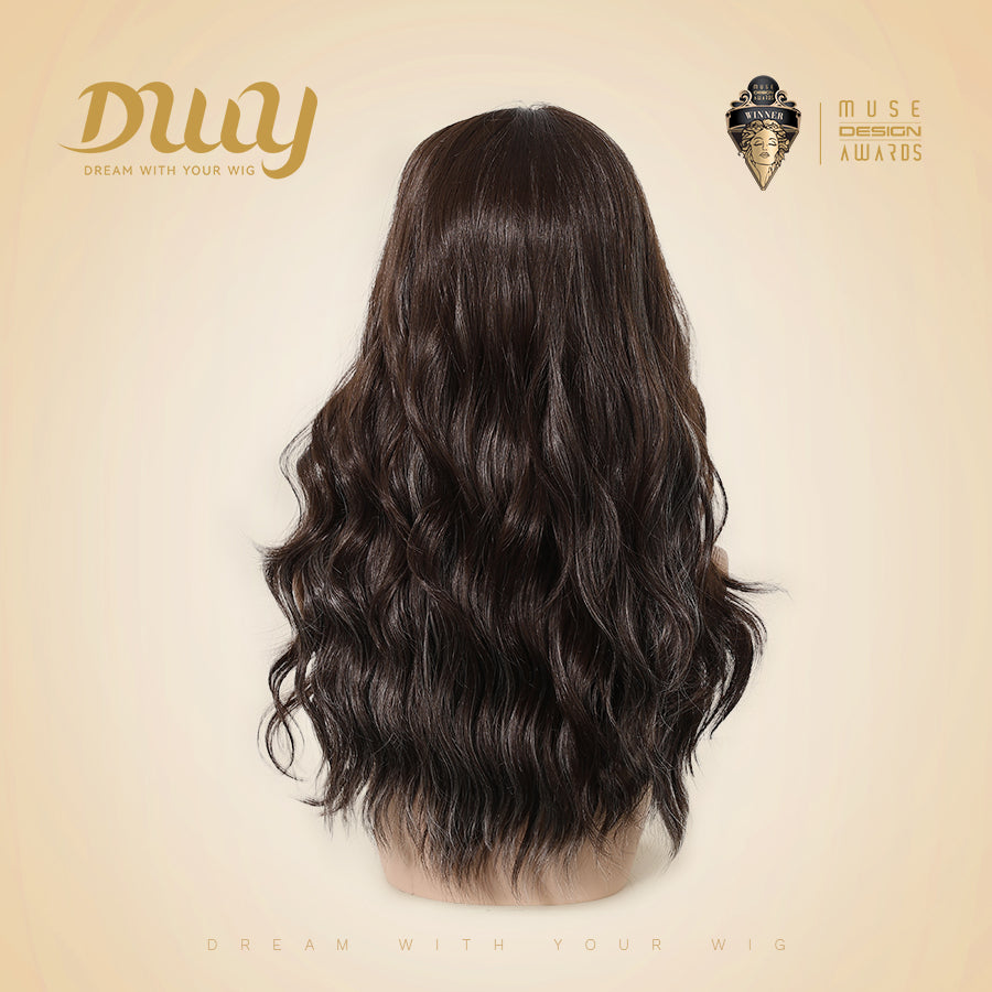 Nola H-DWY T-Part Lace Wig Long Curly Wigs Brown with Highlights Glueless Synthetic Wig