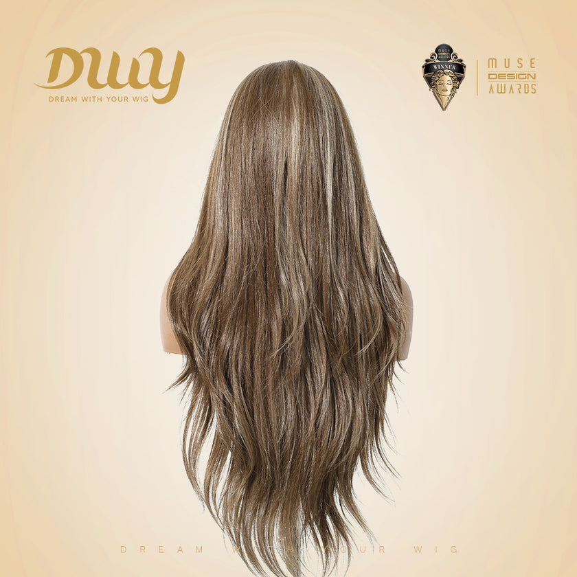 Biscuit -DWY 13×6 Lace Front Free Part Long-Length Body Wavy Highlighted Glueless Synthetic Wig