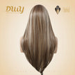 Ethel-DWY 13x6 Filter Lace Front Free Part Long Length Straight Brown with Highlights Glueless Synthetic Wig