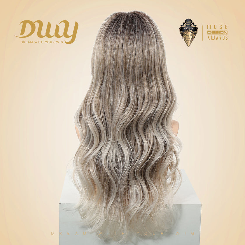 Eden-DWY Ombre Blonde Wavy Synthetic Wig With Bangs