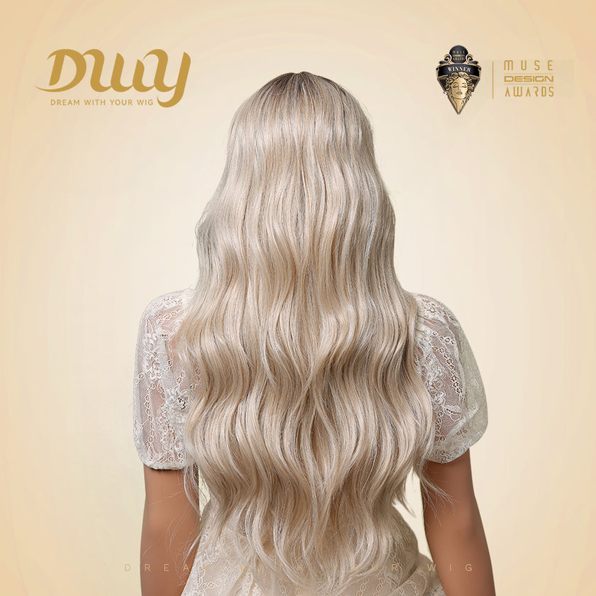 Teresa-DWY Lace Front T-Part Rooted Brown Blonde Long Wavy Synthetic Wigs