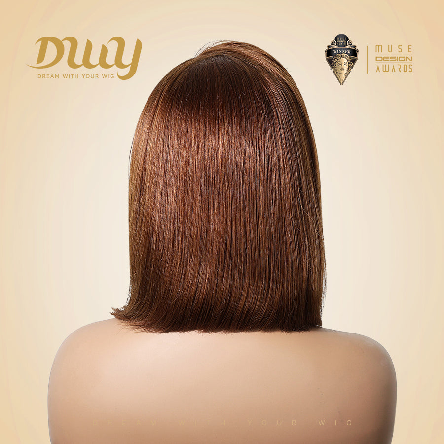 Lillie H-DWY Human Hair Pre Plucked Bob Hair 13*6 Natural Textured Hair Invisible HD Lace Frontal Wig for Women 13 nches