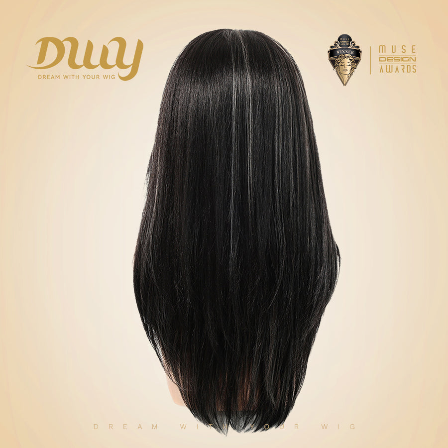 [CLEARANCE SALE] Zuri -DWY 13×6 Lace Front Free Part Middle-Length Curly Black Highlighted Glueless Synthetic Wig for Women 22 Inches