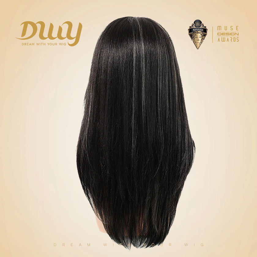[CLEARANCE SALE] Zuri -DWY 13×6 Lace Front Free Part Middle-Length Curly Black Highlighted Glueless Synthetic Wig for Women 22 Inches